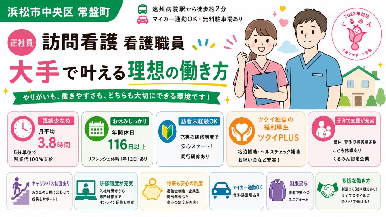 浜松市中央区の看護職求人｜ツクイ浜松常盤訪問看護ステーション